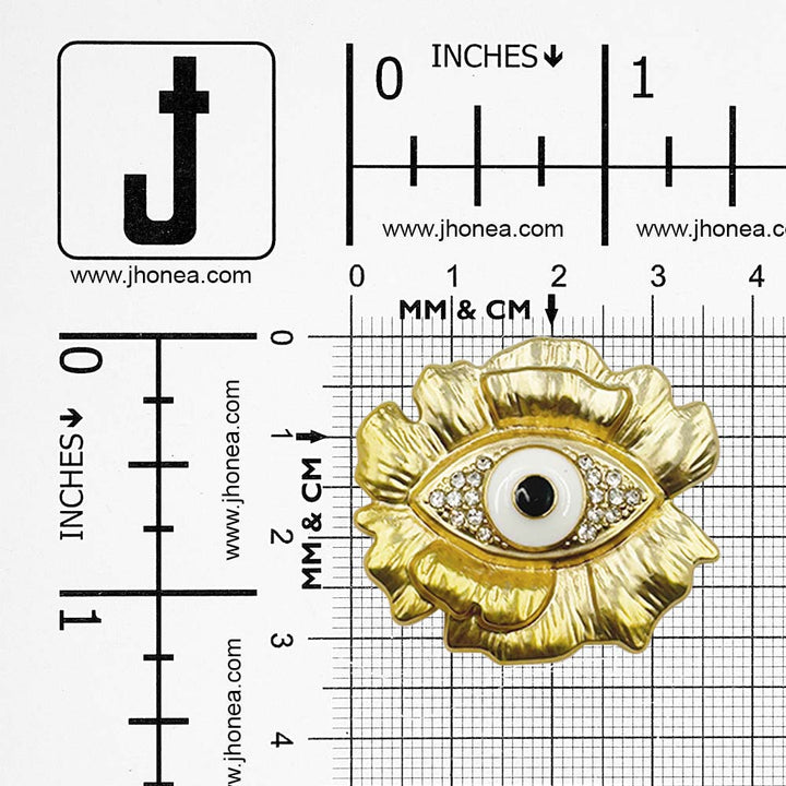 Luxury Matte Gold Evil Eye Metal Button with Diamond Accents