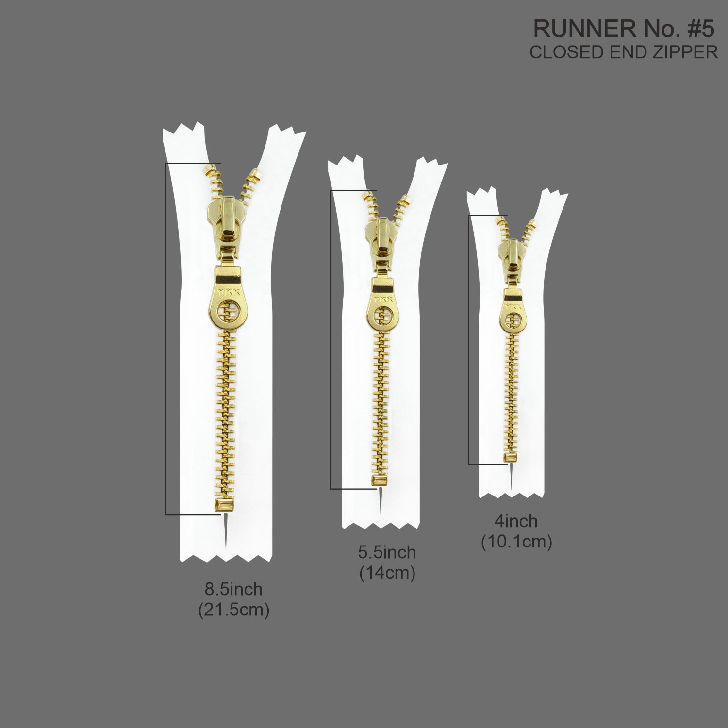 YKK- Premium #5 Gold Fancy YKK Zipper for Clothing – JHONEA