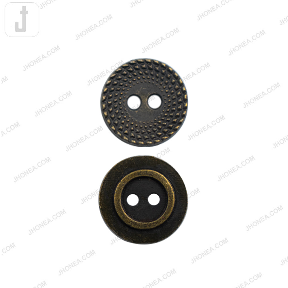 Decorative Antique Brass Round Shape 2-Hole Shirt Buttons