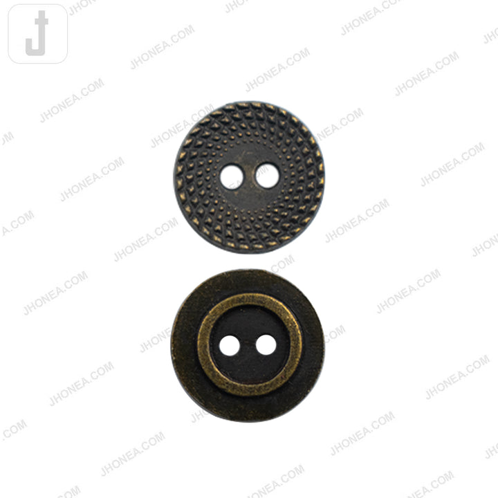 Decorative Antique Brass Round Shape 2-Hole Shirt Buttons