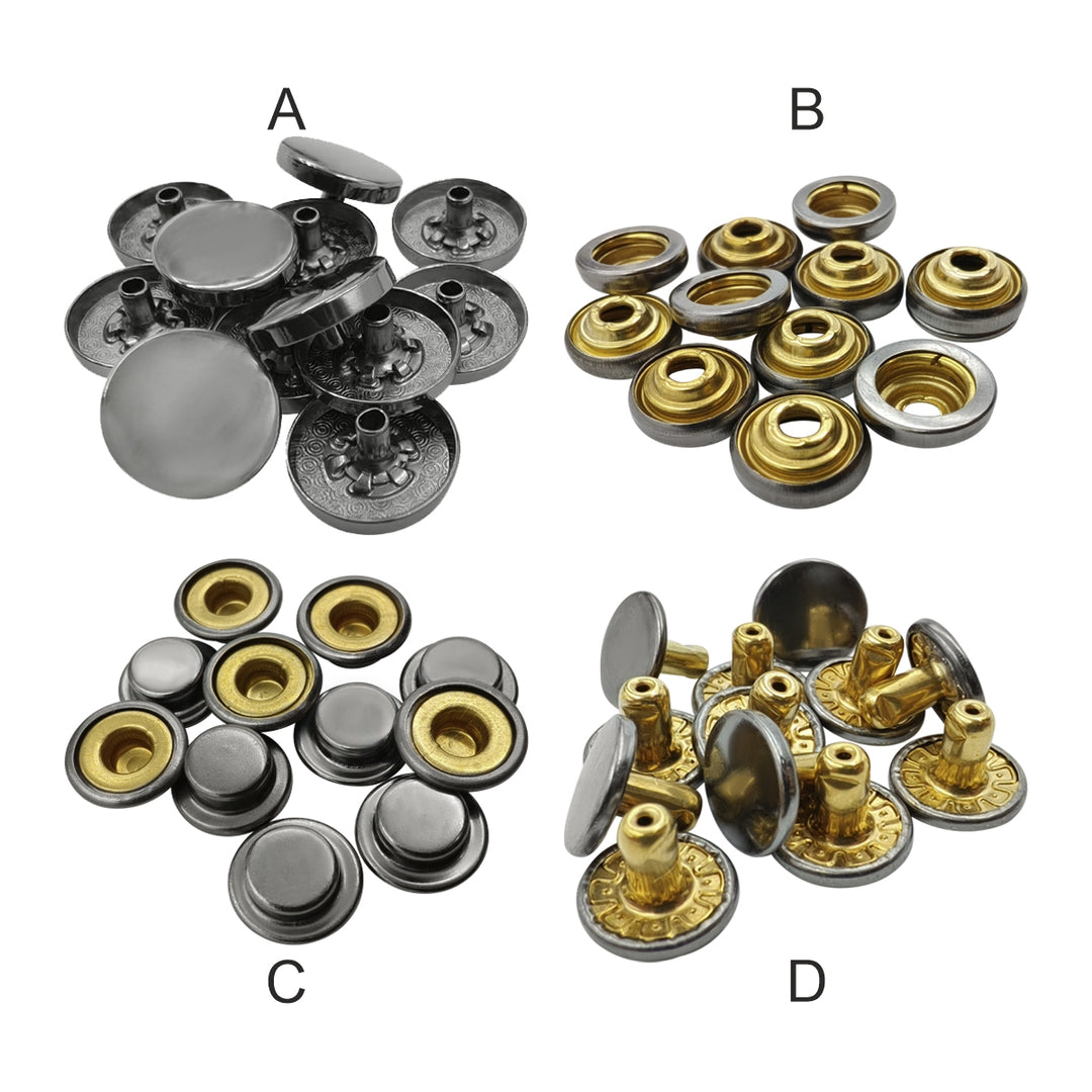 Gunmetal 4-Part Press Snap Buttons Fasteners Set for Garments/Leather Accessories