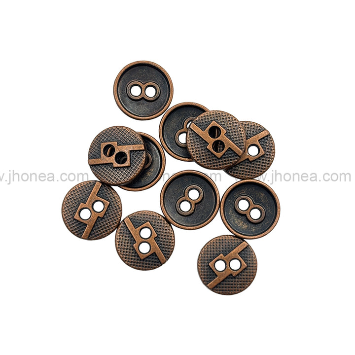Square 2-Hole Round Shape Unique Surface Antique Brass Finish Shirt Buttons