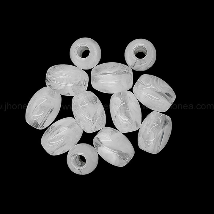 Unique Black and White Oval Polyester Beads for Creative Jewelry Designs
