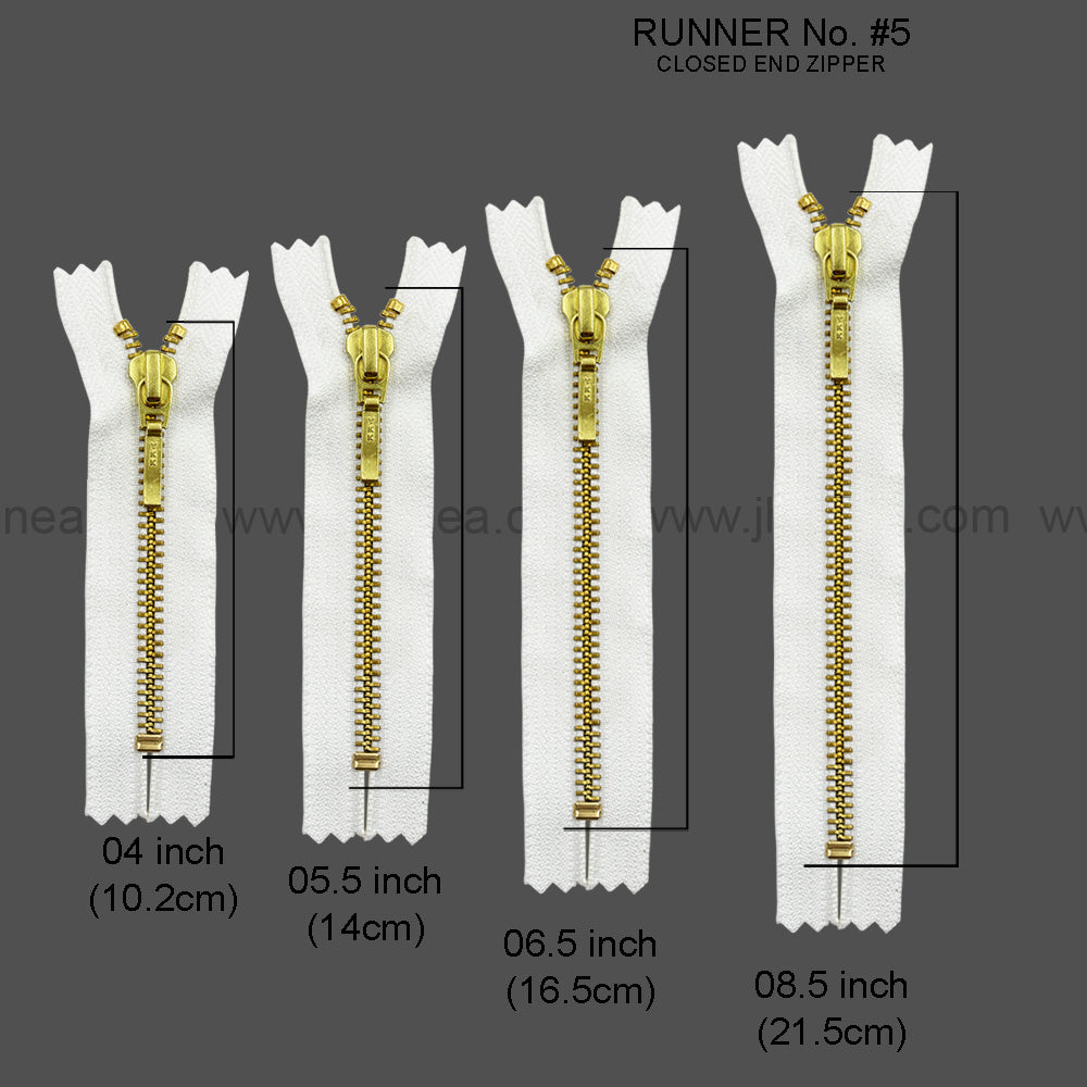 YKK- #5 Quality Designer Gold with Black/White YKK Metal Zipper for Jackets