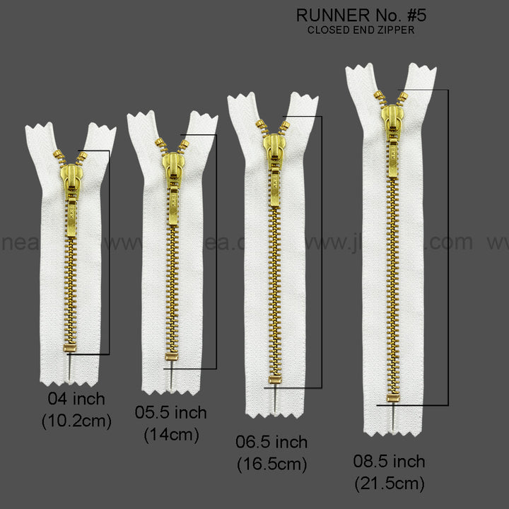 YKK- #5 Quality Designer Gold with Black/White YKK Metal Zipper for Jackets