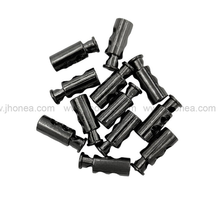 Classic Shiny Black Nickel (Gunmetal) Two-Hole Spring Plastic Cord Lock for Hoodies