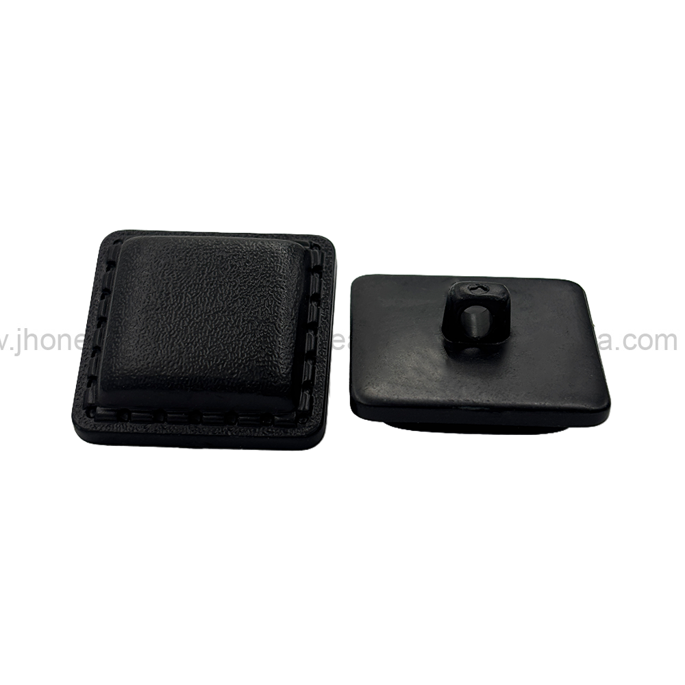Square Shaped Classic Black ABS Plastic Back Loop Button