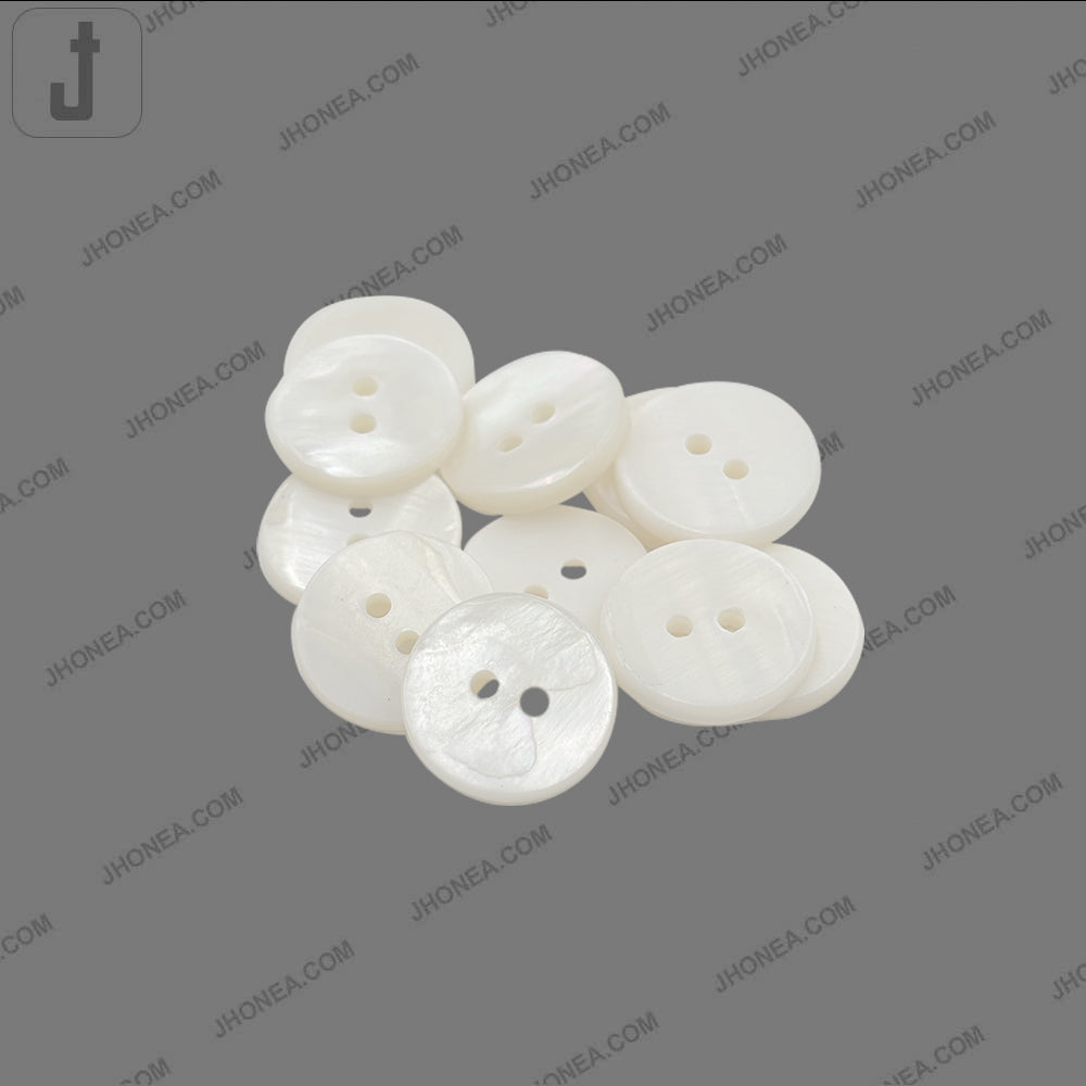 Off White Shiny & Glossy 2-Hole Shirt Buttons for Shirts