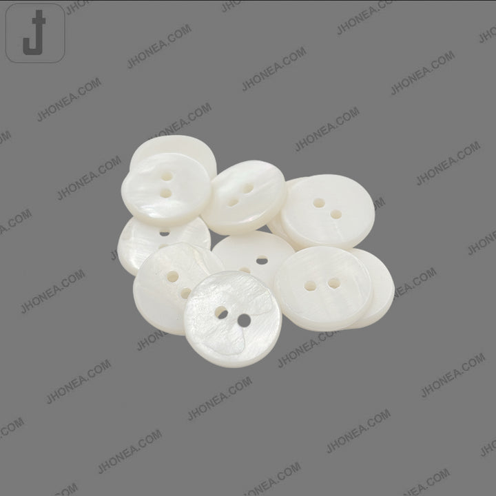 Off White Shiny & Glossy 2-Hole Shirt Buttons for Shirts