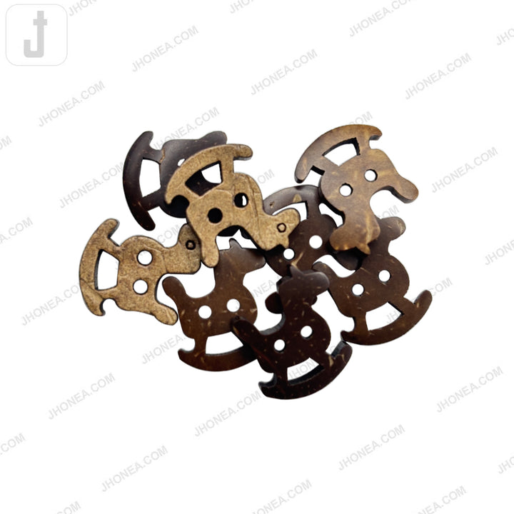 Cute Rocking Horse Shape 2 Hole Coco Button for Kidswear