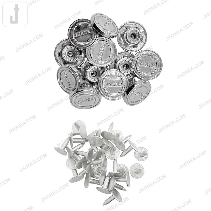 Classic Shiny Silver Jeans Buttons for Denim Skirts/Pants