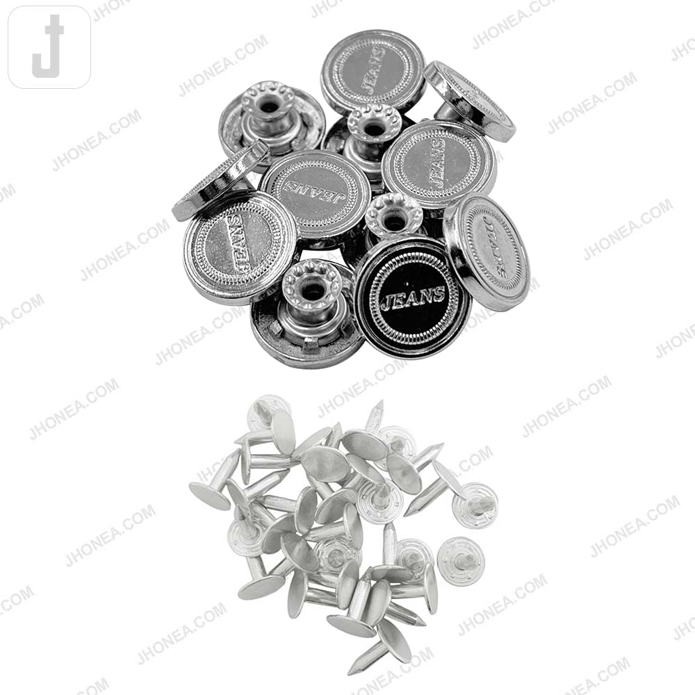 Classic Shiny Silver Jeans Buttons for Denim Skirts/Pants