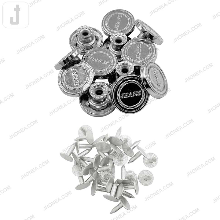 Classic Shiny Silver Jeans Buttons for Denim Skirts/Pants