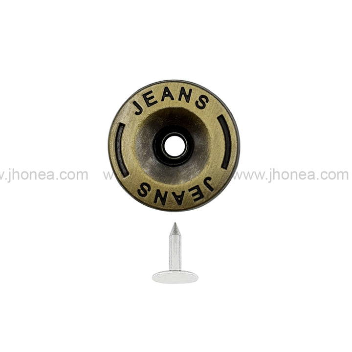 Vintage Brass Tone Jeans Button with Tack for Jeans/Jackets