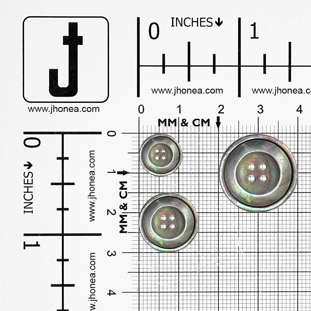 Premium Stylish 4-Hole Double Rim Dark Grey Natural Sewing Buttons