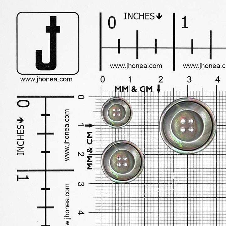Premium Stylish 4-Hole Double Rim Dark Grey Natural Sewing Buttons
