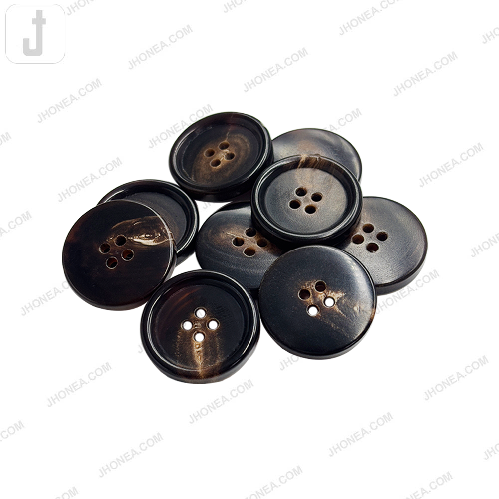 Premium Polished Real Horn 4 Hole Sewing Buttons for Coats/Blazers/Suit