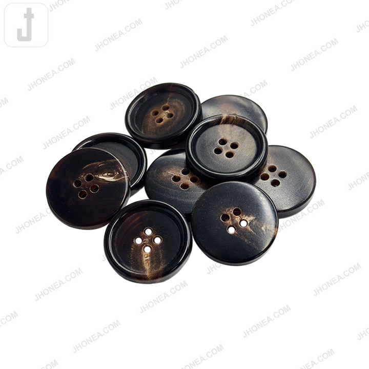Premium Polished Real Horn 4 Hole Sewing Buttons for Coats/Blazers/Suit