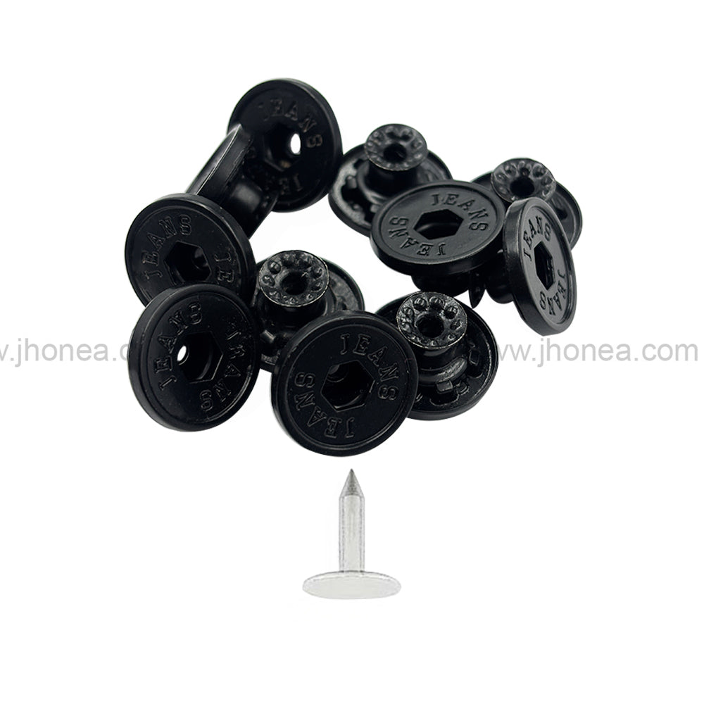 Stylish Matte Black Jeans Button with Tack for Denim Clothing