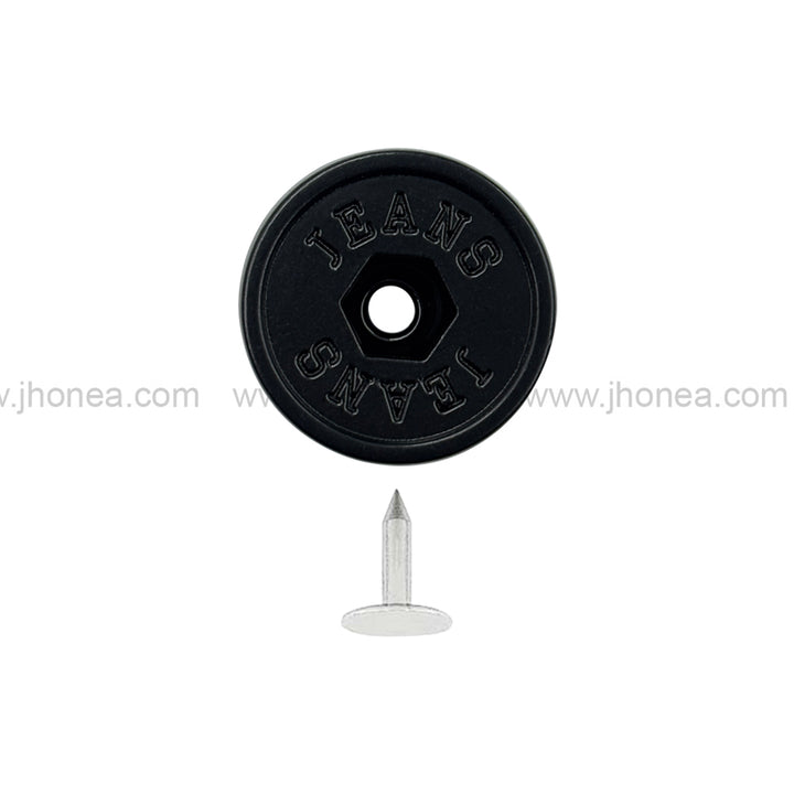 Matte Black 17mm Jeans Button with Tack and Aluminum Nail for Denim Clothing