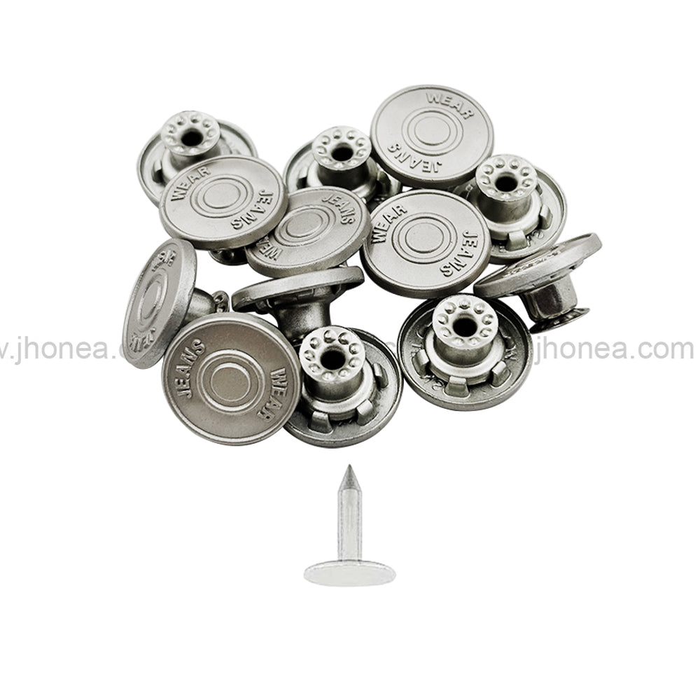 Classic Matte Silver Tack Jeans Button for Denim & Apparel