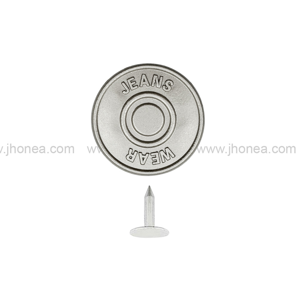 Classic 17mm(28L) Matte Silver Tack Jeans Button for Denim & Apparel