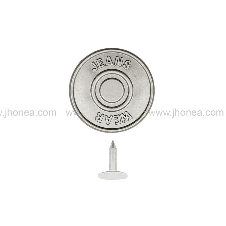 Classic 17mm(28L) Matte Silver Tack Jeans Button for Denim & Apparel