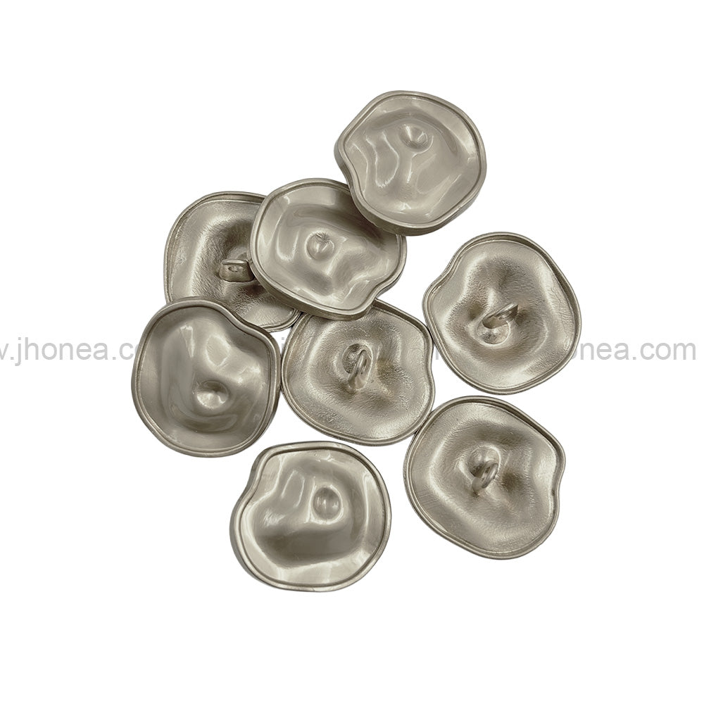 Uneven Round Shape Matte Silver Finish Shank Metal Buttons