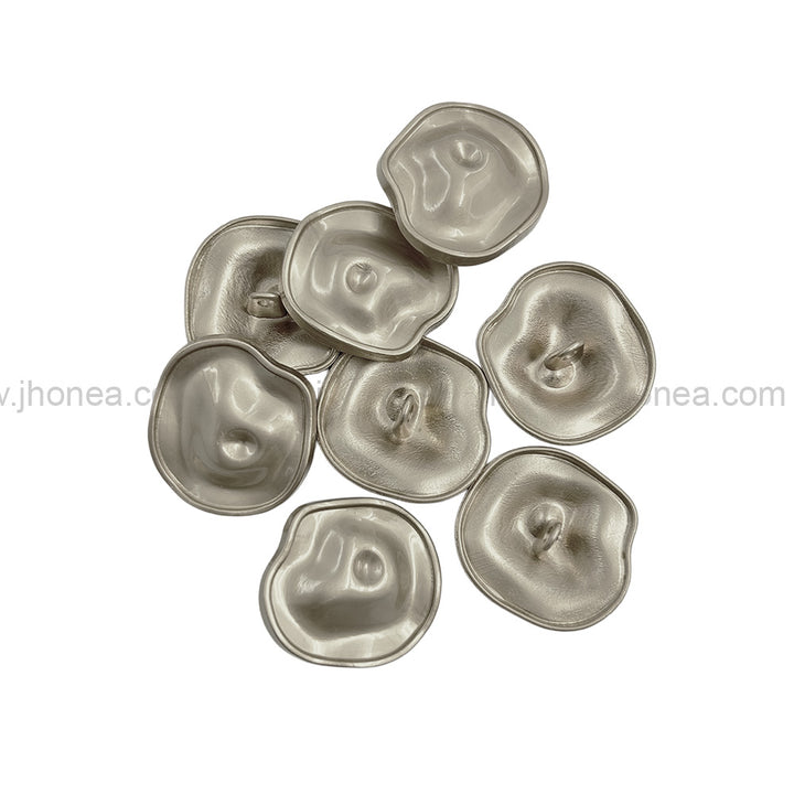 Uneven Round Shape Matte Silver Finish Shank Metal Buttons
