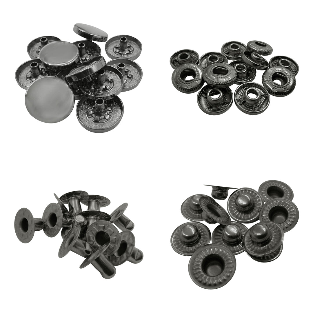 Standard Quality Assorted Metal Snap Buttons 4-Part Snap Fastener Sets