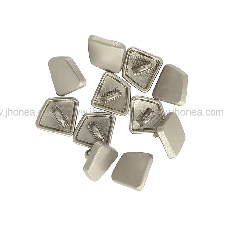 Unique Matte Silver Finish Geometric Shape Shank Metal Button