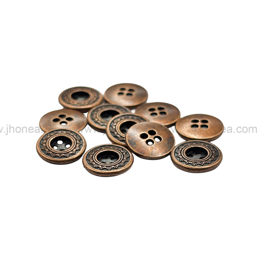 Sun Design Round Shape 4-Hole Metal Buttons for Shirts
