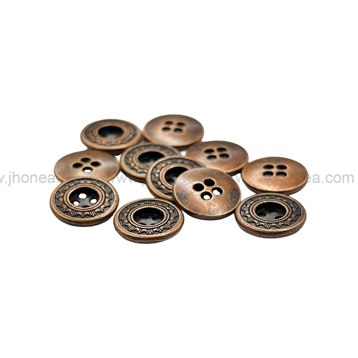 Sun Design Round Shape 4-Hole Metal Buttons for Shirts