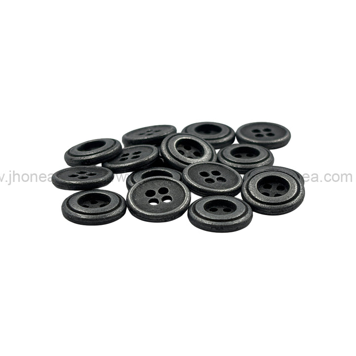 Vintage Reversible 4-Hole Double Rim Round Metal Buttons