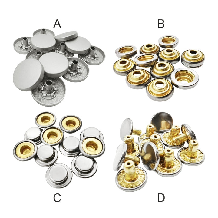 Matte Silver 4-Part Press Snap Buttons Fasteners Set for Garments/Leather Accessories
