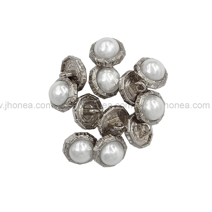 Super Classy Shiny Silver Round Shape Pearl Buttons For Shirt/Kurta