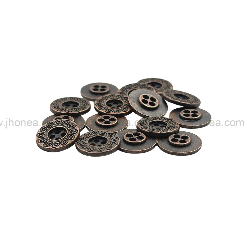 Beautiful Eye-Catching Engraved Design 4-Hole Metal Buttons