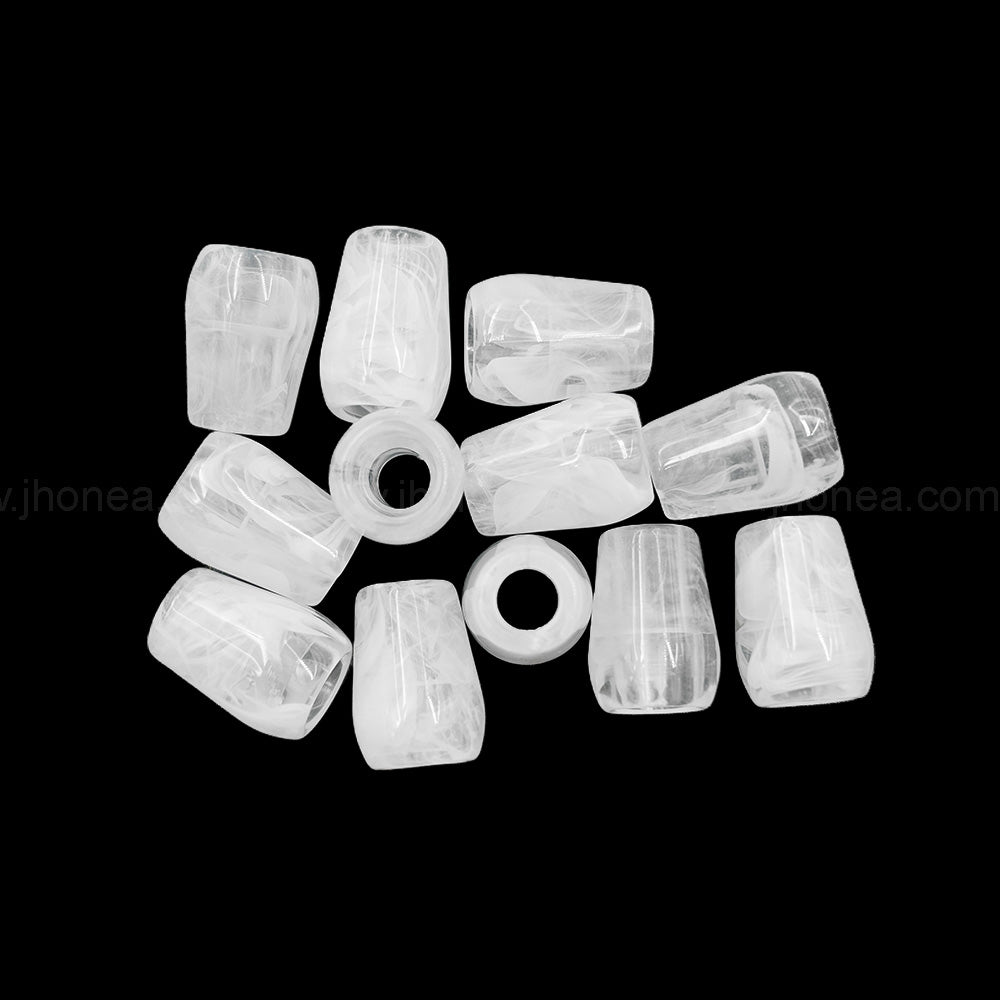 Glossy Black & White Beautiful Polyester Beads for Handmade Crafts