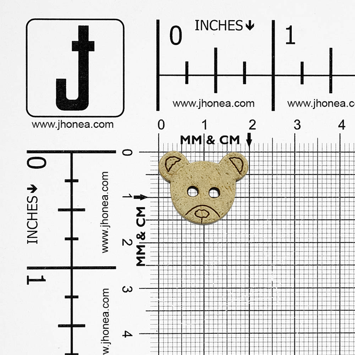 Teddy Bear Shape 2-Hole Natural Coco Button