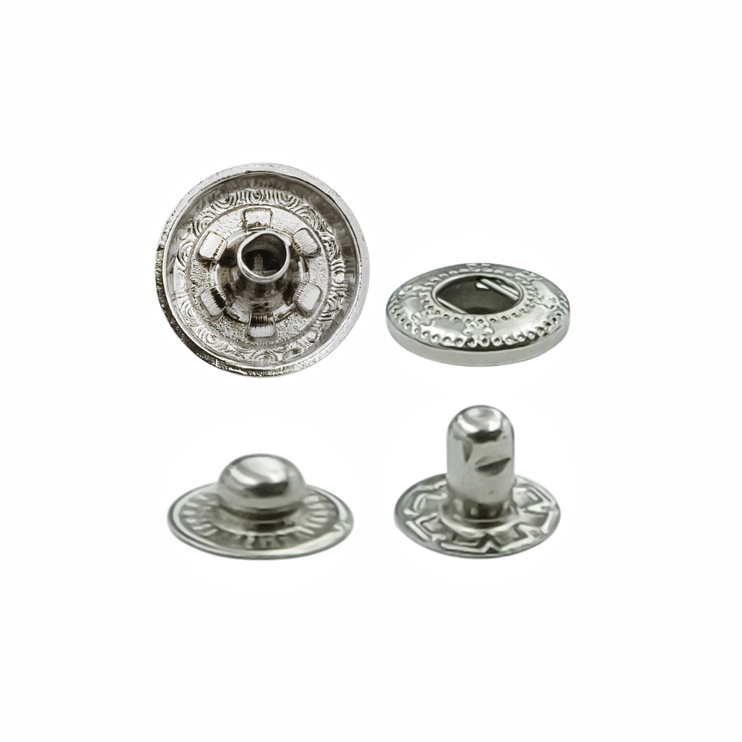 Round Dome Shape 12mm Chrome Finish Snap Buttons for Denim Shirts
