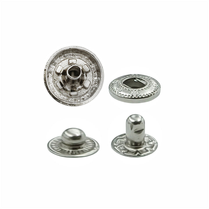 Round Dome Shape 12mm Chrome Finish Snap Buttons for Denim Shirts