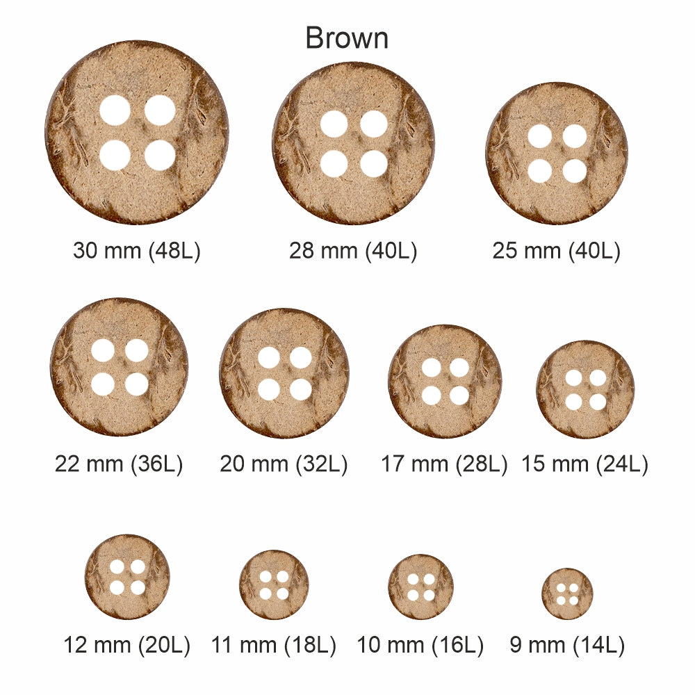 Smooth Finish Natural Coco Shell 4 Hole Buttons