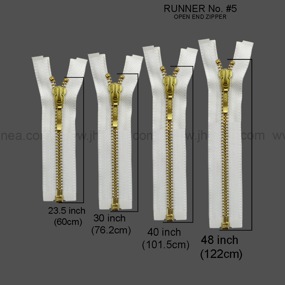 YKK- #5 Quality Designer Gold with Black/White YKK Metal Zipper for Jackets