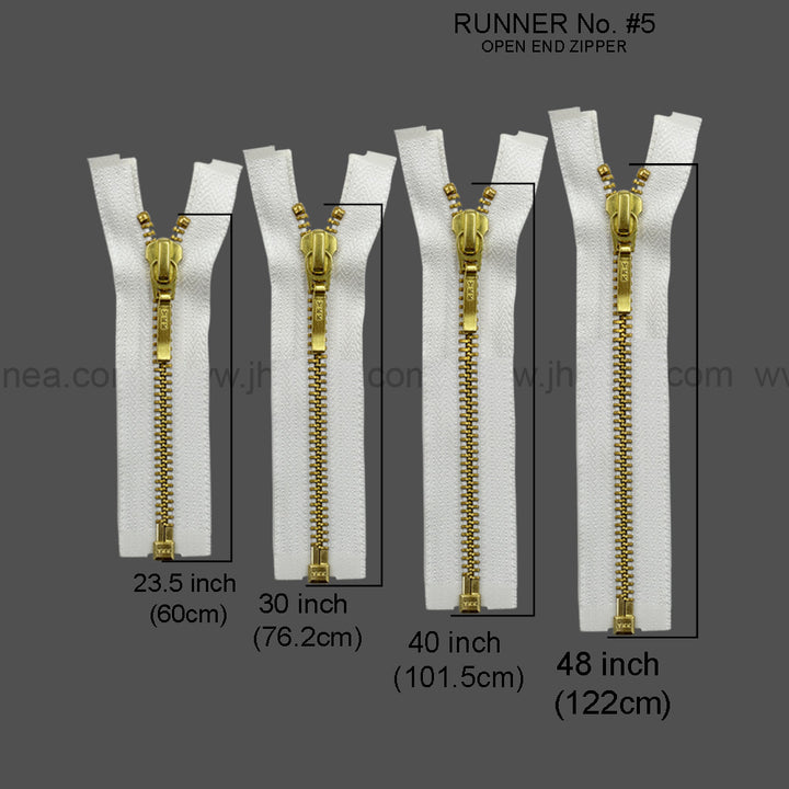 YKK- #5 Quality Designer Gold with Black/White YKK Metal Zipper for Jackets