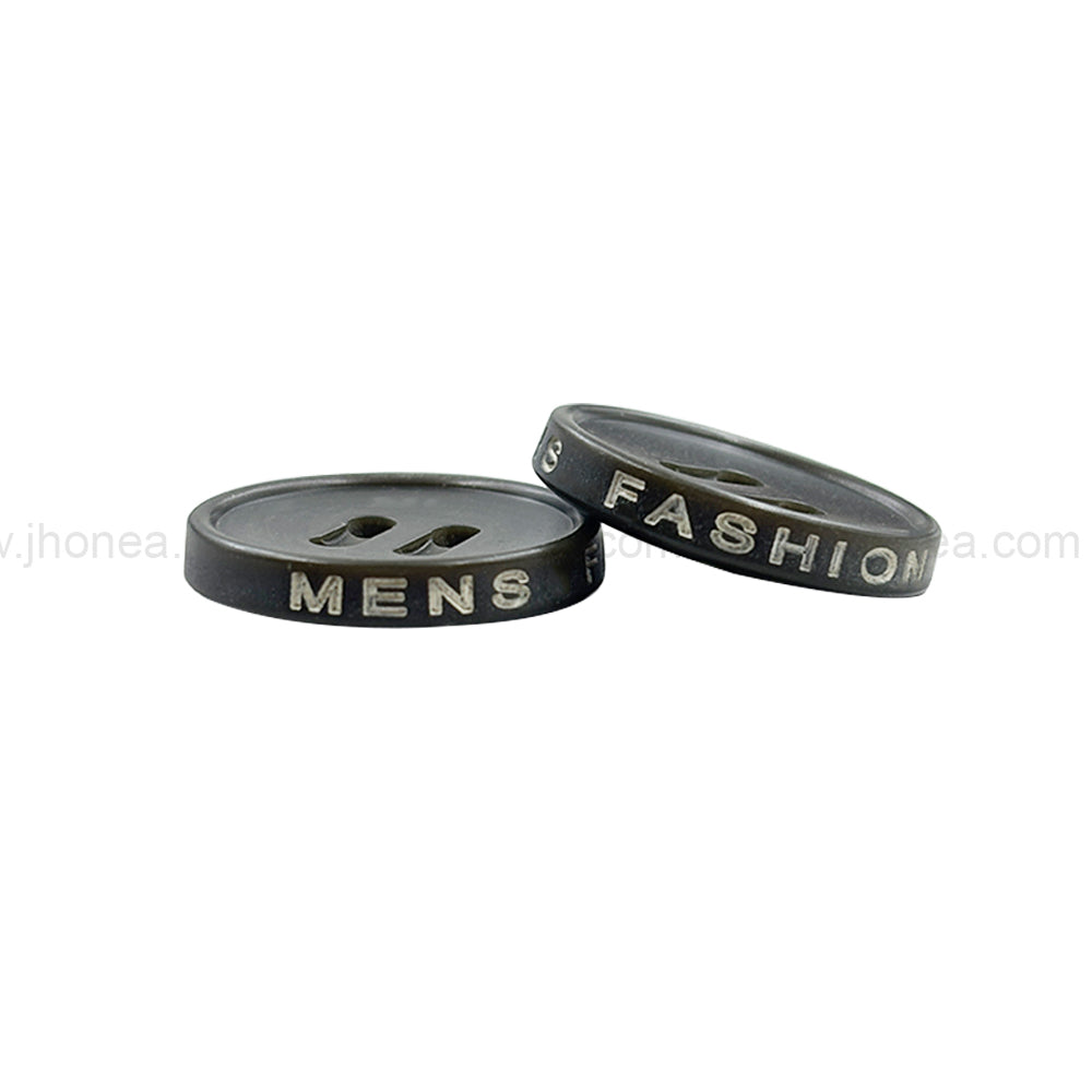 Olive Green 4-Hole Polyester Buttons with Engraved Mens Fashion Design