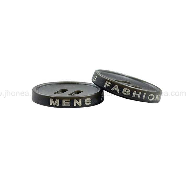 Olive Green 4-Hole Polyester Buttons with Engraved Mens Fashion Design