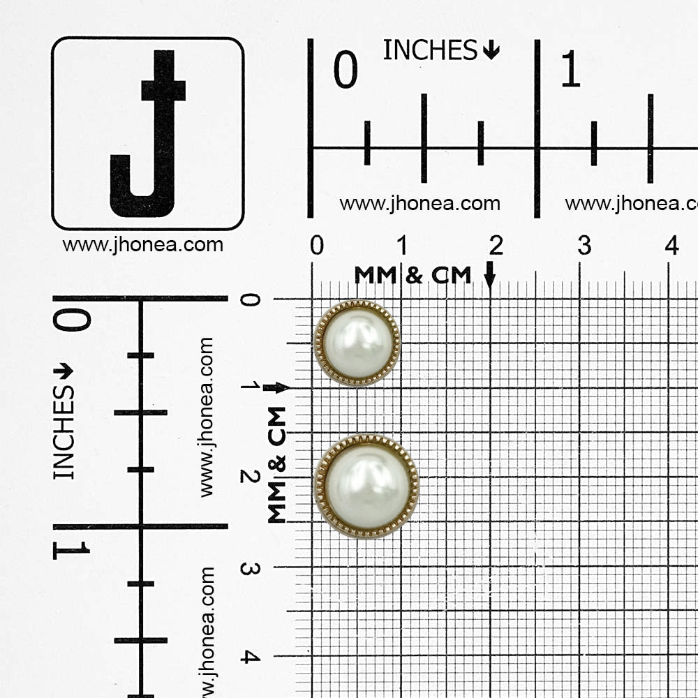 Premium Shiny Gold & Silver Round Shape Pearl Button