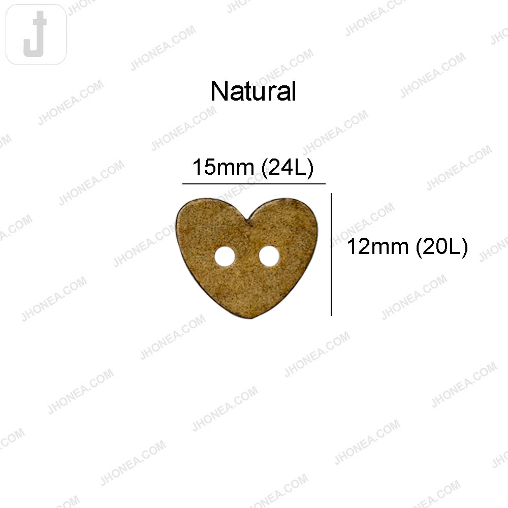 2-Hole Heart Shape Natural Coco Buttons for Sweaters