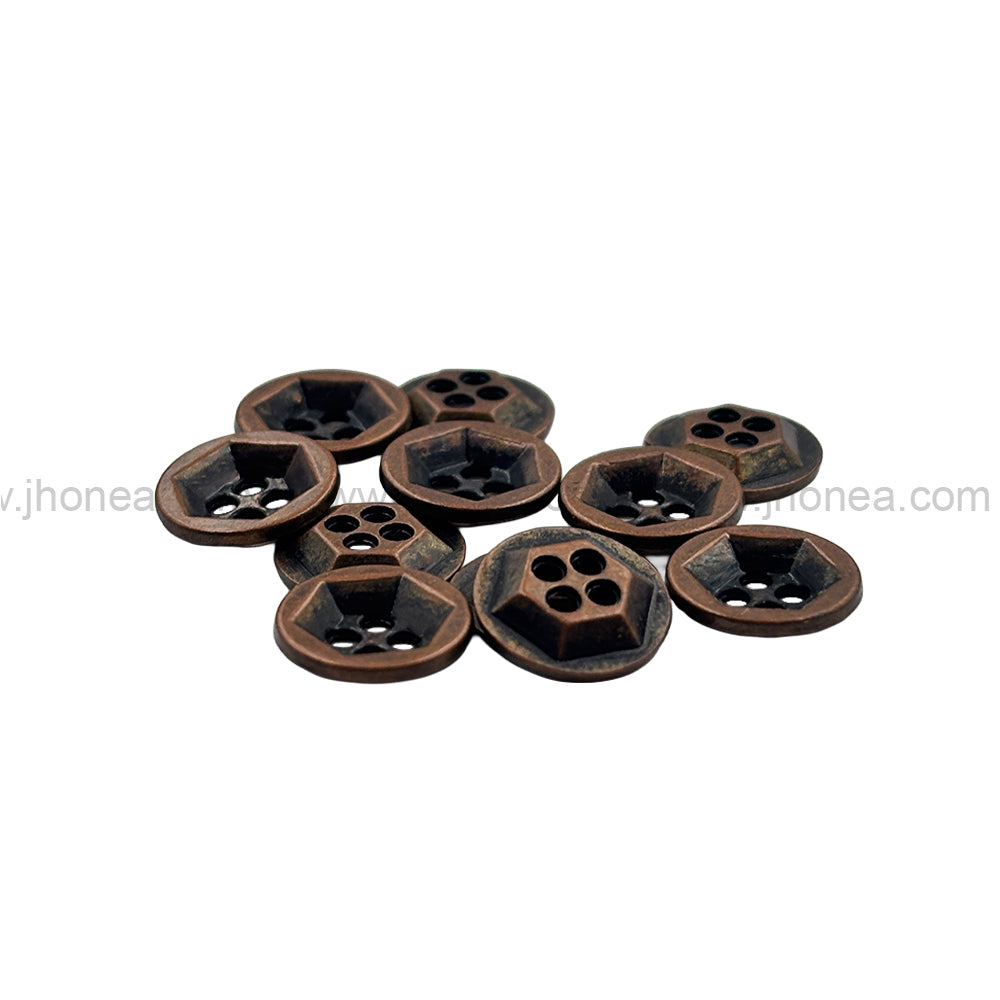 Solid Design Geometric Pattern 4-Hole Metal Shirt Buttons