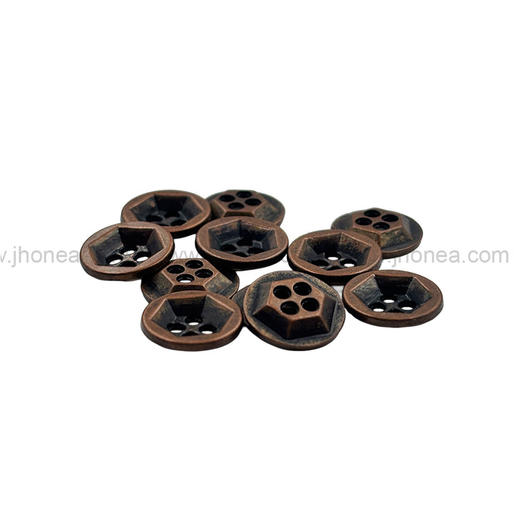 Solid Design Geometric Pattern 4-Hole Metal Shirt Buttons